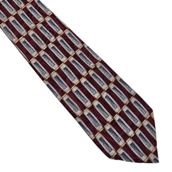 Robert Talbott Necktie Burgundy Geometric Silk‎ Tie Nordstrom Mens Business Work - Picture 1 of 7